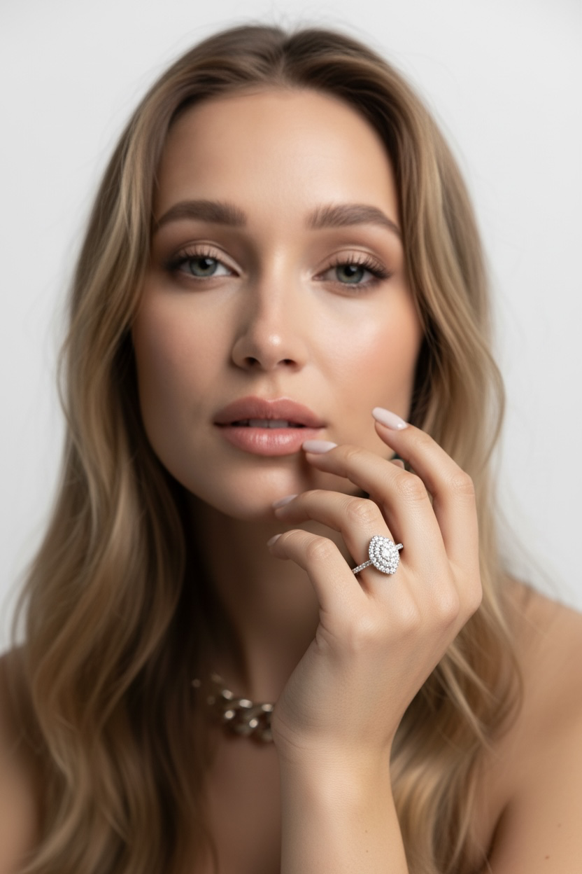 Sterling Silver Natural G-H Diamond Ring for Bridal or Special Occassion