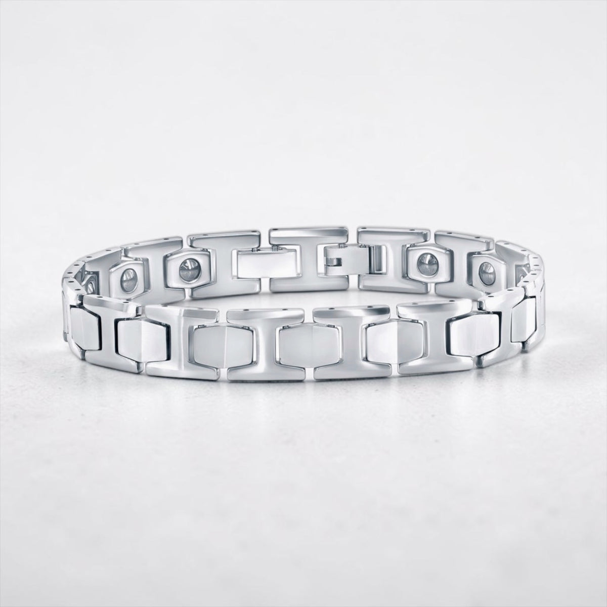 Polished Magnetic Link Tungsten Men’s Bracelet 9.25 inches
