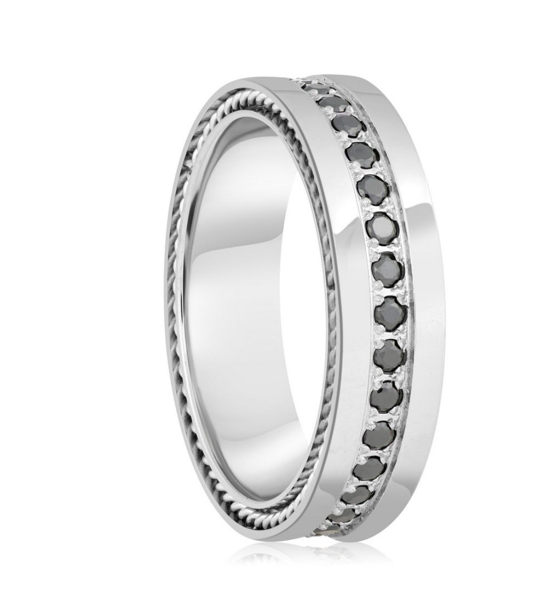 Stainless Steel, Black Crystal Ring MEN'S COLLECTION
