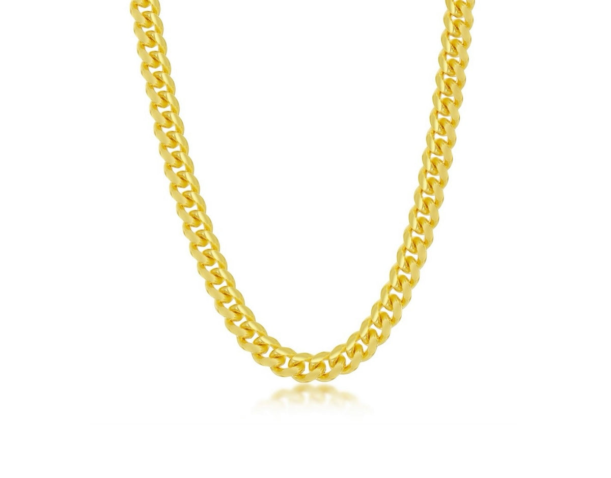 Sterling Silver 6mm Solid Miami Cuban Chain - Gold Plated