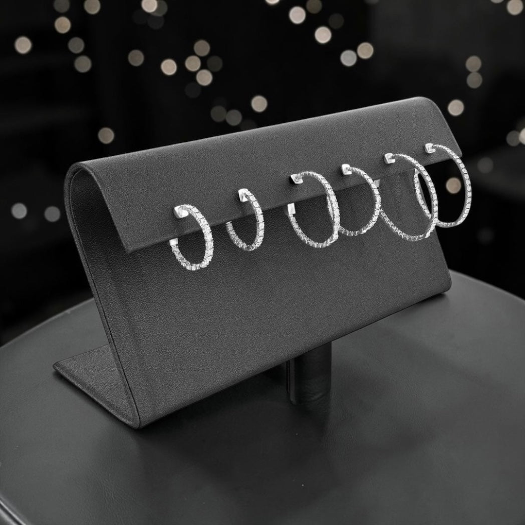 Sterling Silver Inside Outside Diamond Hoop Earrings