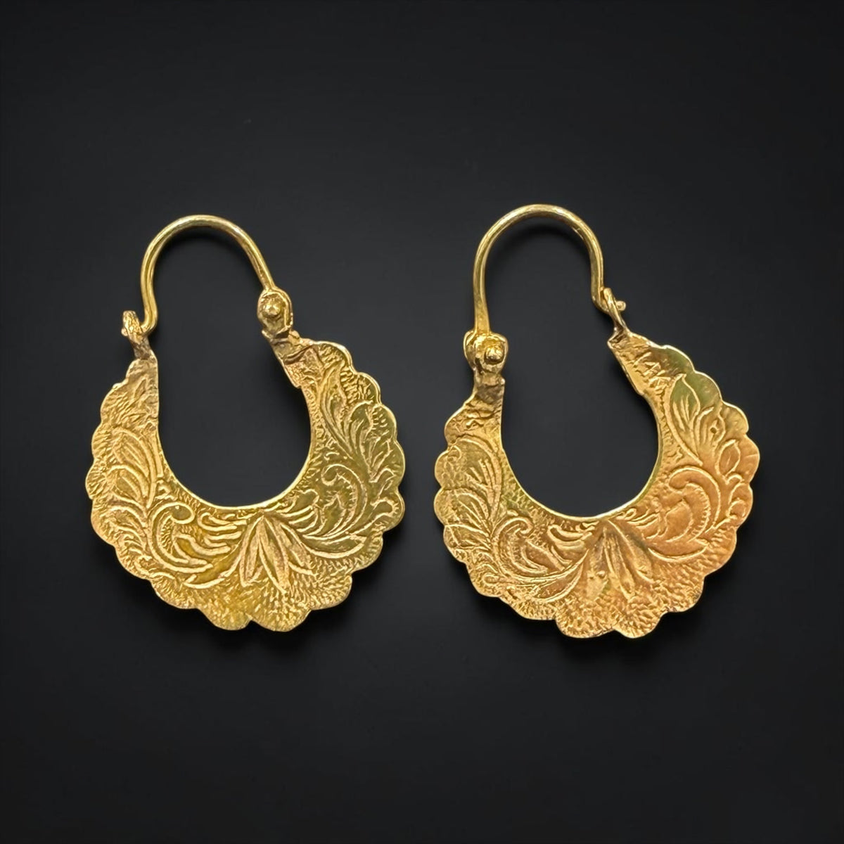 14K Real Gold Handmade Cuban Hoop Earrings small size