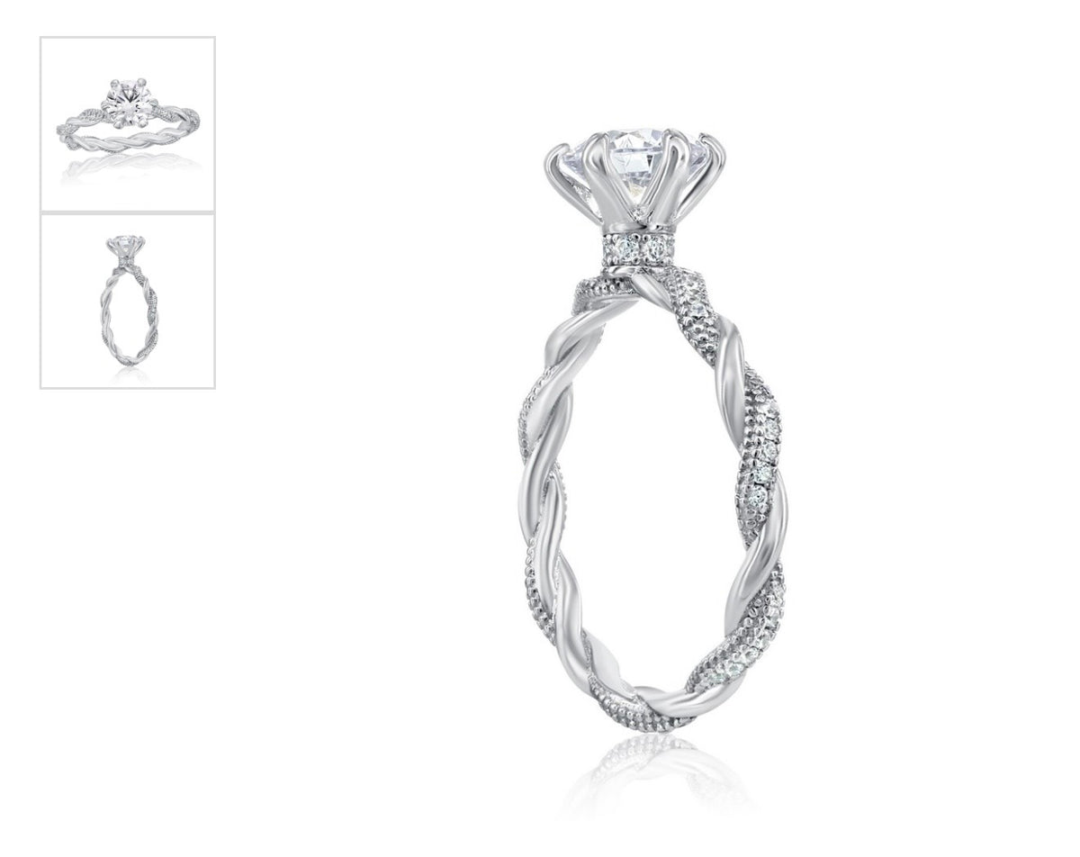 Sterling Silver, Round Solitaire, Pave Rope Band Ring
BRIDAL JEWELRY
