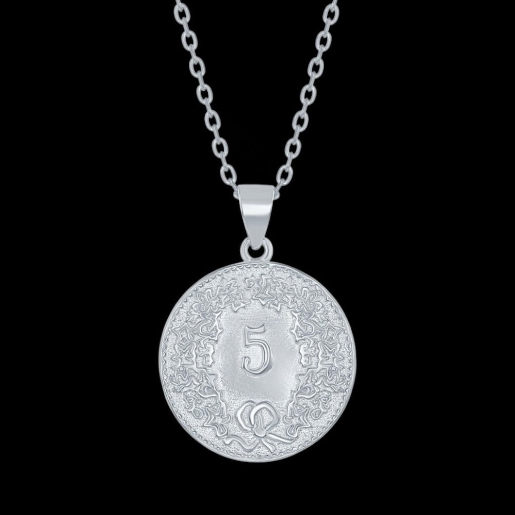 Sterling Silver Confoederatio Helvetica Coin Style Necklace