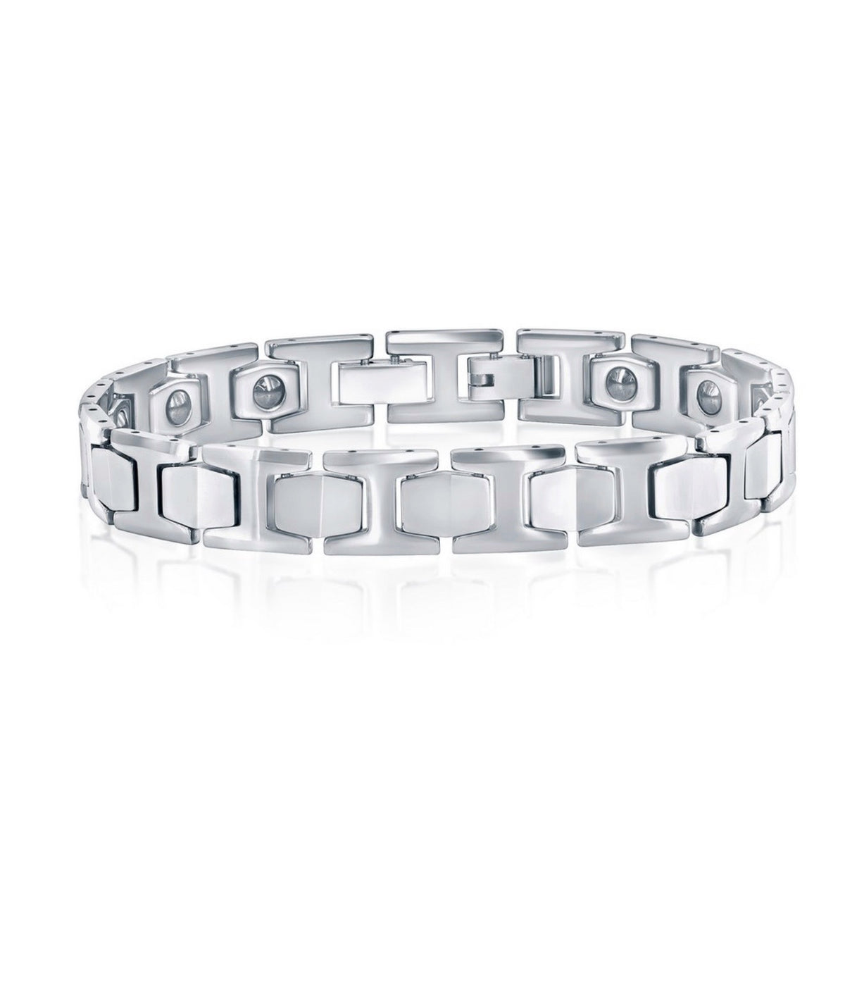 Polished Magnetic Link Tungsten Men’s Bracelet 9.25 inches