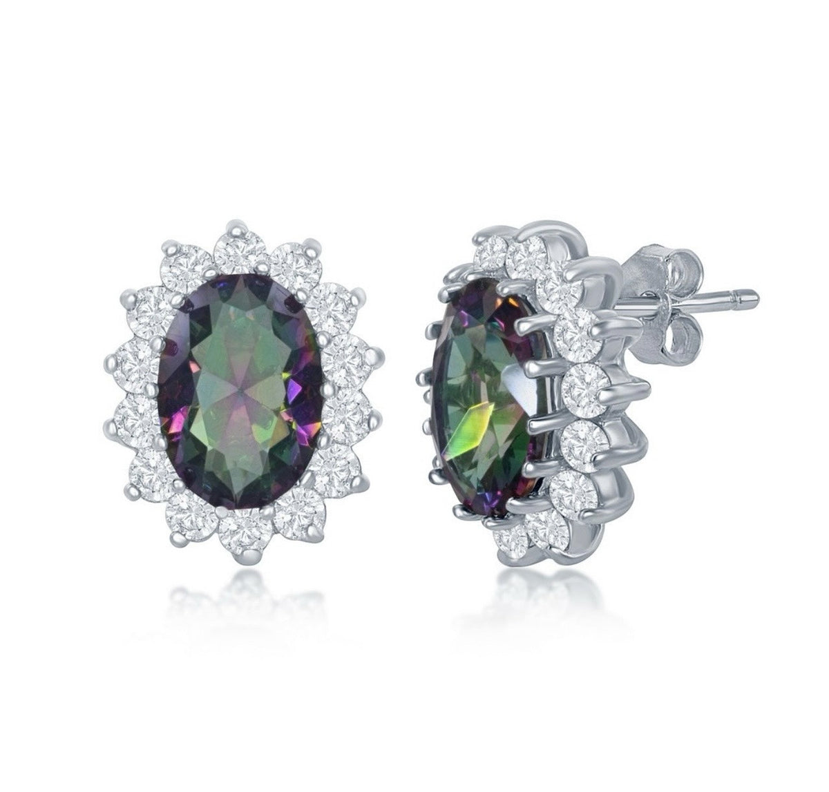 Sterling Silver, Royal Cubic Crystalline Earrings available in three colours