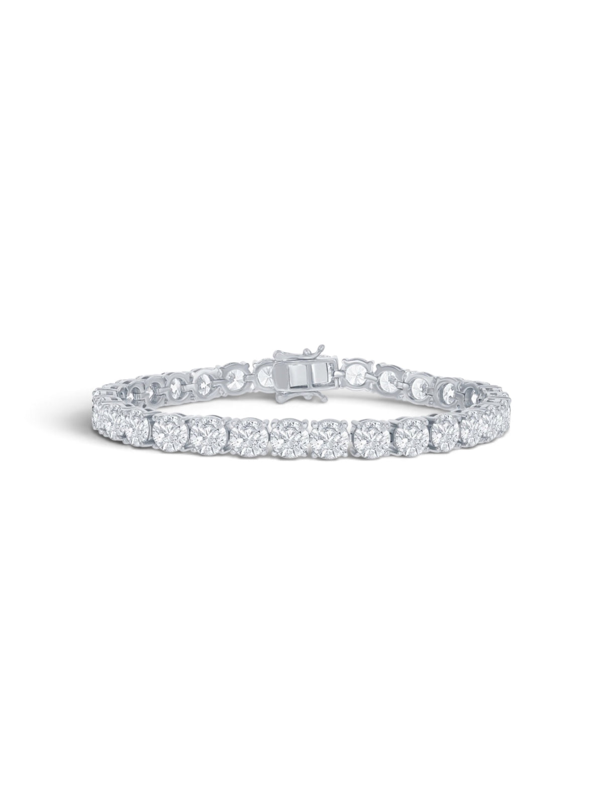 Sterling Silver 6mm Prong-Set Round Crystalline QUEEN Tennis Bracelet