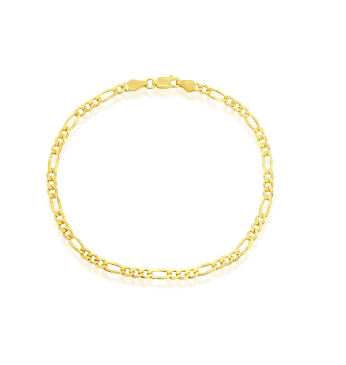925 Sterling Silver Figaro Anklet
Gold Plated