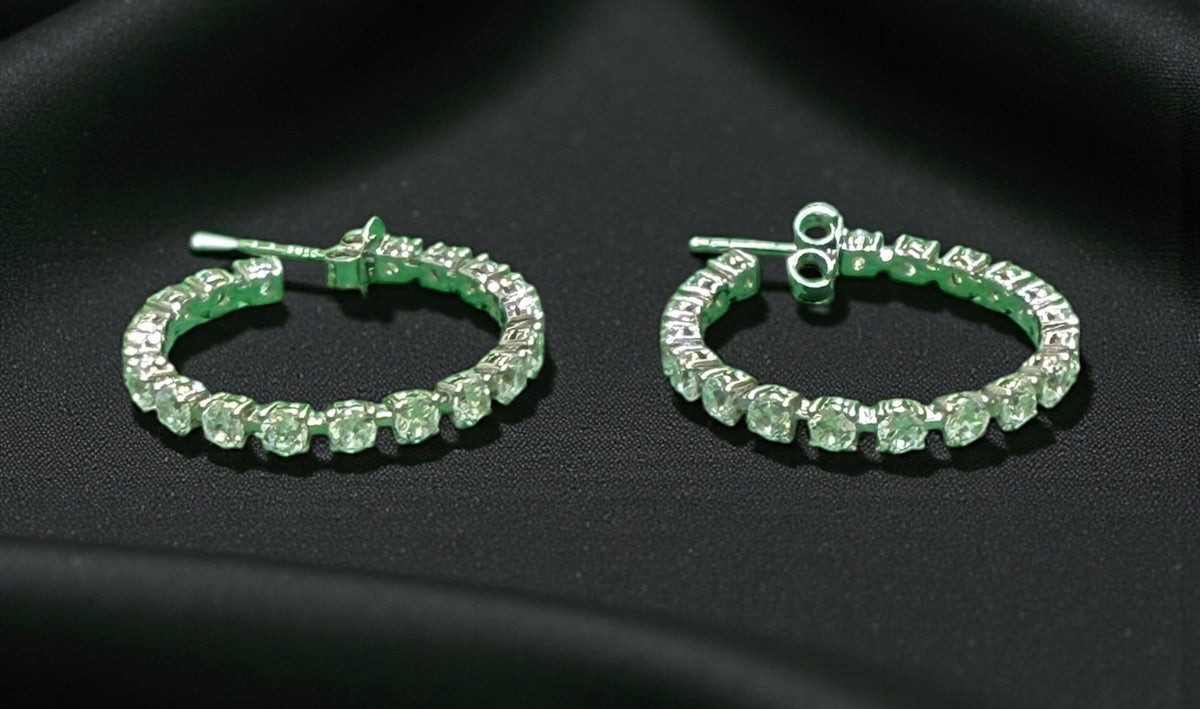 DIAMOND CRYSTALLINE HOOP EARRINGS MEDIUM SIZE