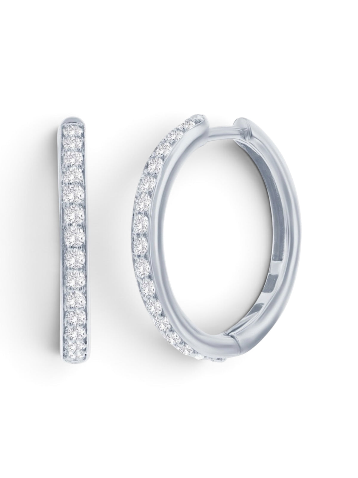 Sterling Silver 0.79cttw Lab-grown Diamond Hoop Earrings
