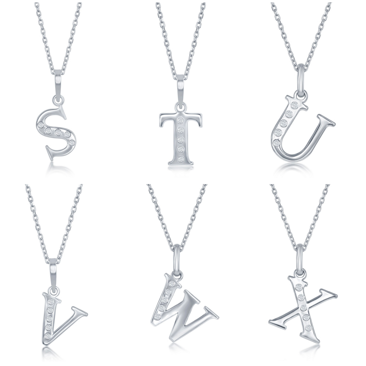 Sterling Silver 0.03cttw Diamond Accent Initial Pendant with Chain