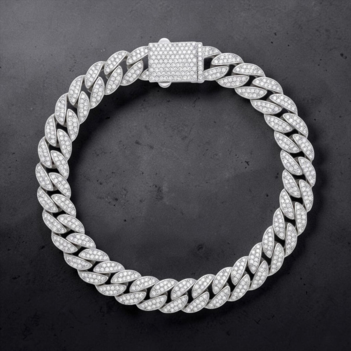Sterling Silver 10mm Heavy Curb Bracelet 3.80cttw Moissanite