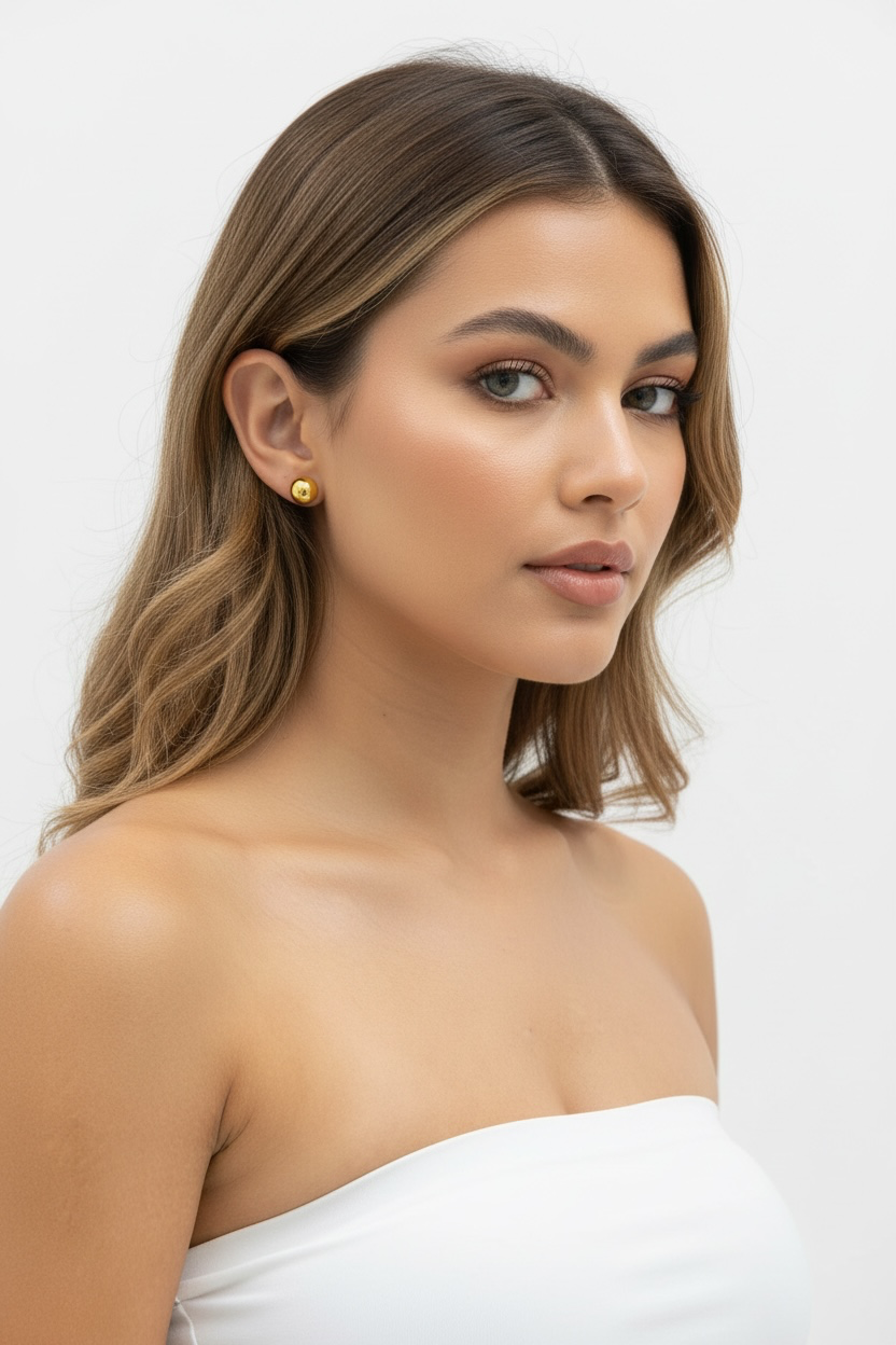 14K Yellow Gold Polished Ball Studs