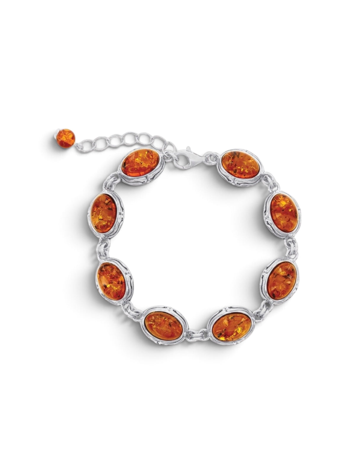 Sterling Silver Oval Amber Designed Outline Bracelet