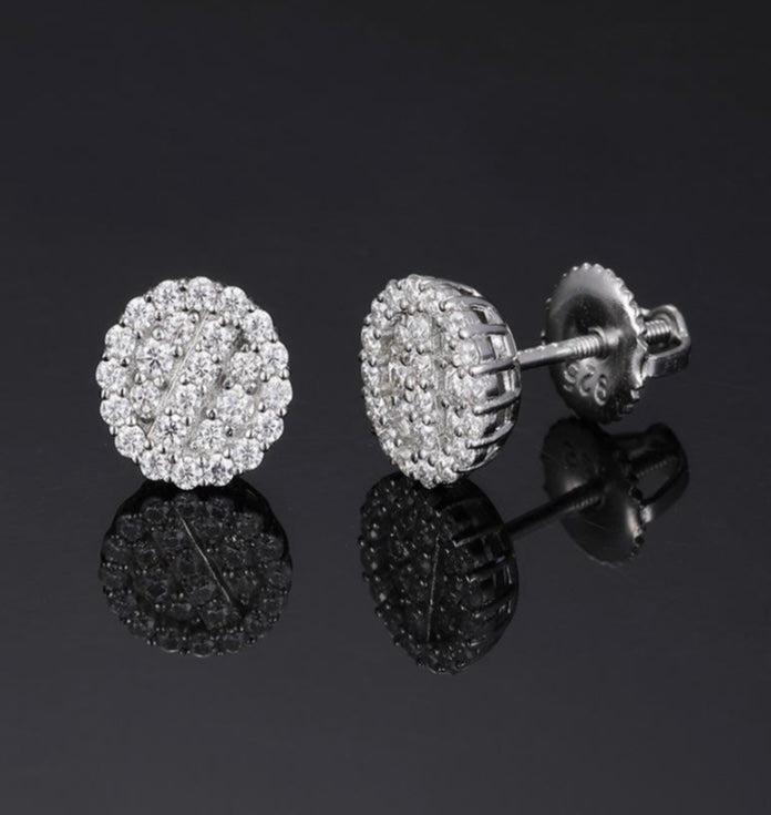 925 Sterling Silver Round flower studs