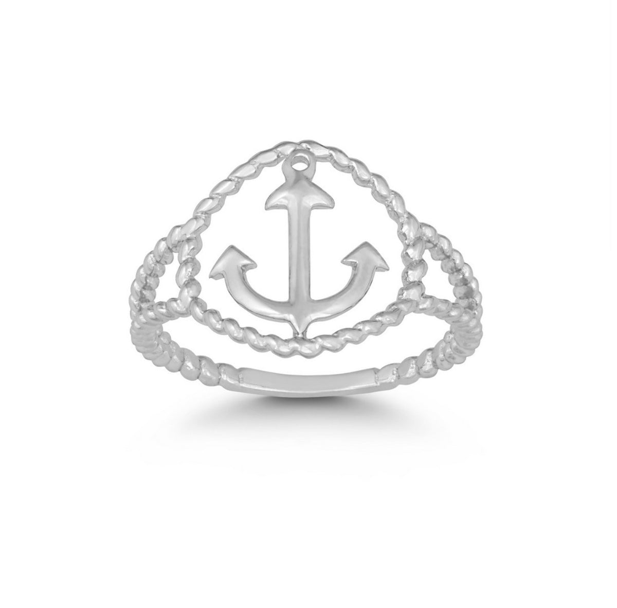 Sterling Silver Rope Design Anchor Ring