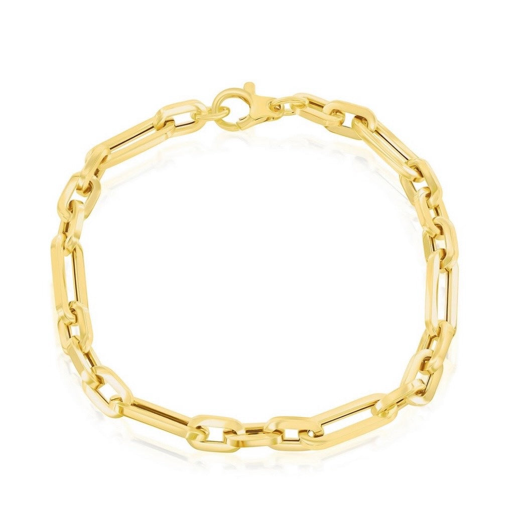 14K Real Yellow Gold 5mm Paperclip Bracelet