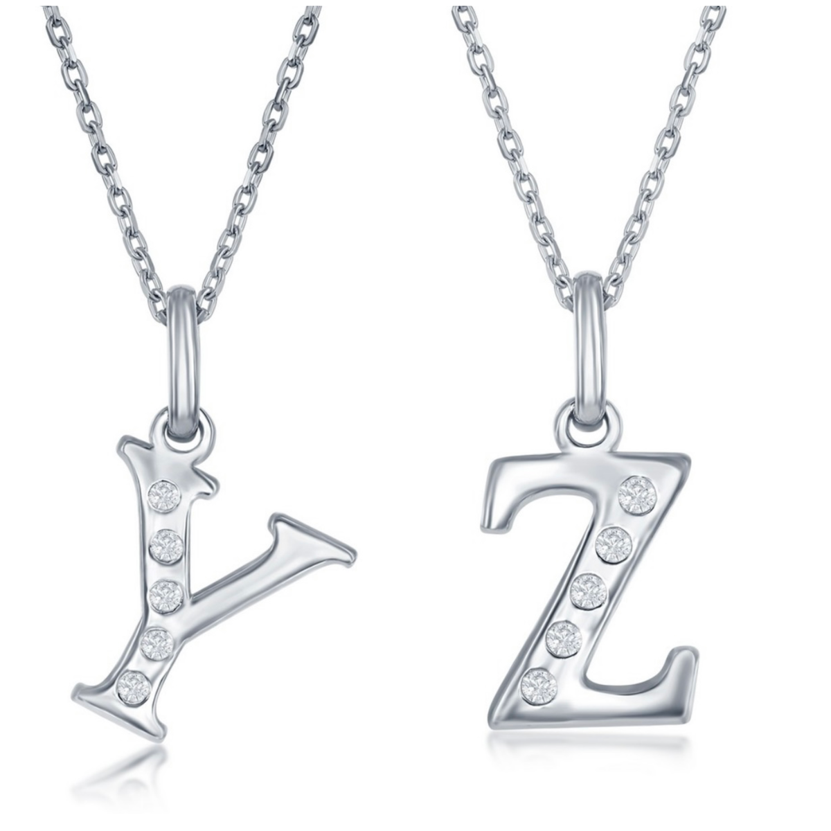 Sterling Silver 0.03cttw Diamond Accent Initial Pendant with Chain
