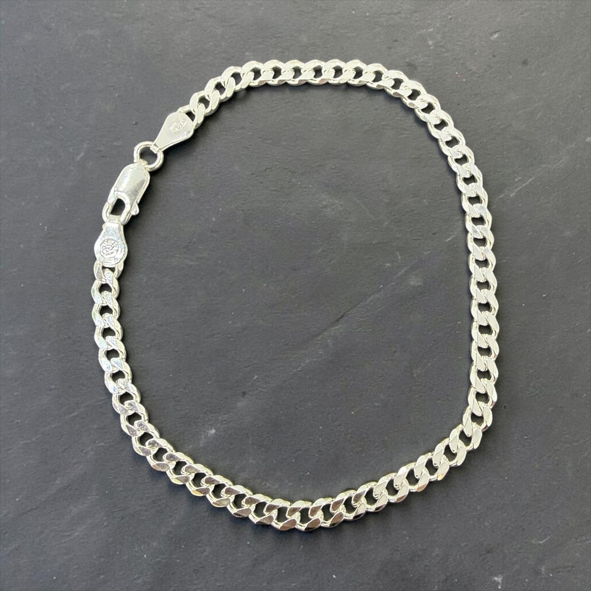 925 solid sterling silver bracelet 4mm unisex