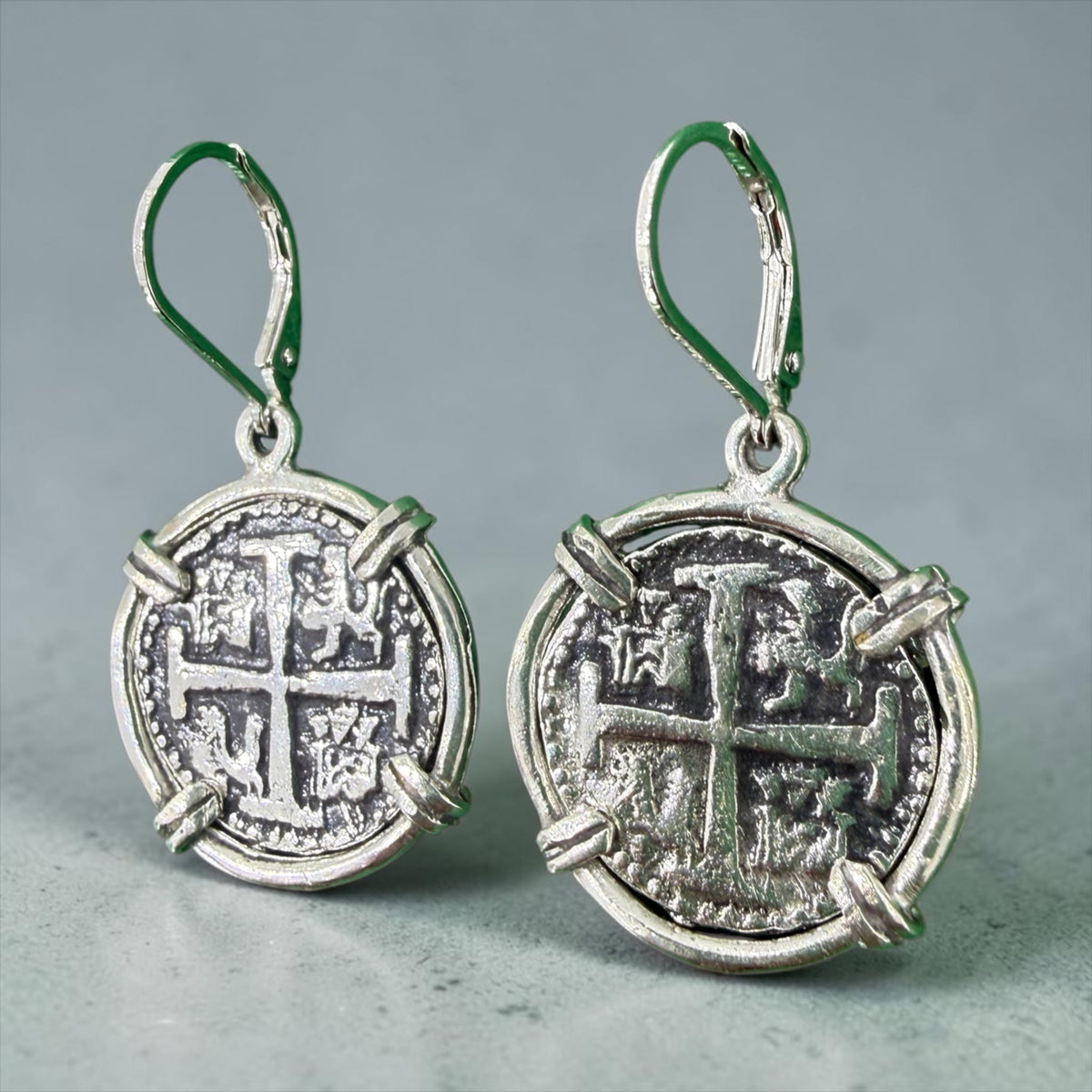 925 sterling silver replica of Atocha Shipwreck coin earrings