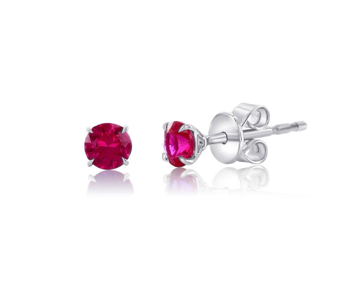 Sterling Silver, 4mm Round Lab-Grown gem stones  Studs