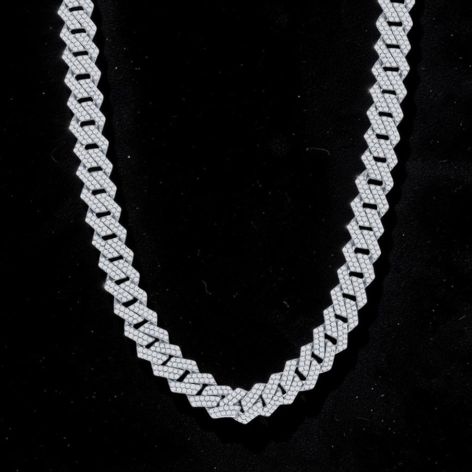 Sterling Silver, 8mm Monaco, 13.88cttw Moissanite Necklace
