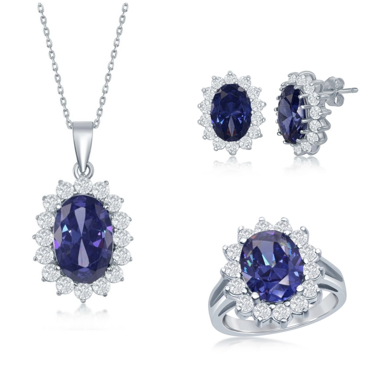 925 Sterling Silver Royal Oval Tanzanite in Crystal setting