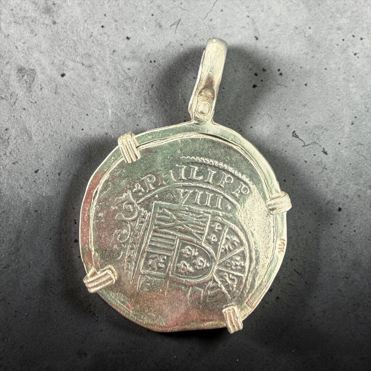 Replica Handmade shipwreck large coin pendant 925 sterling silver