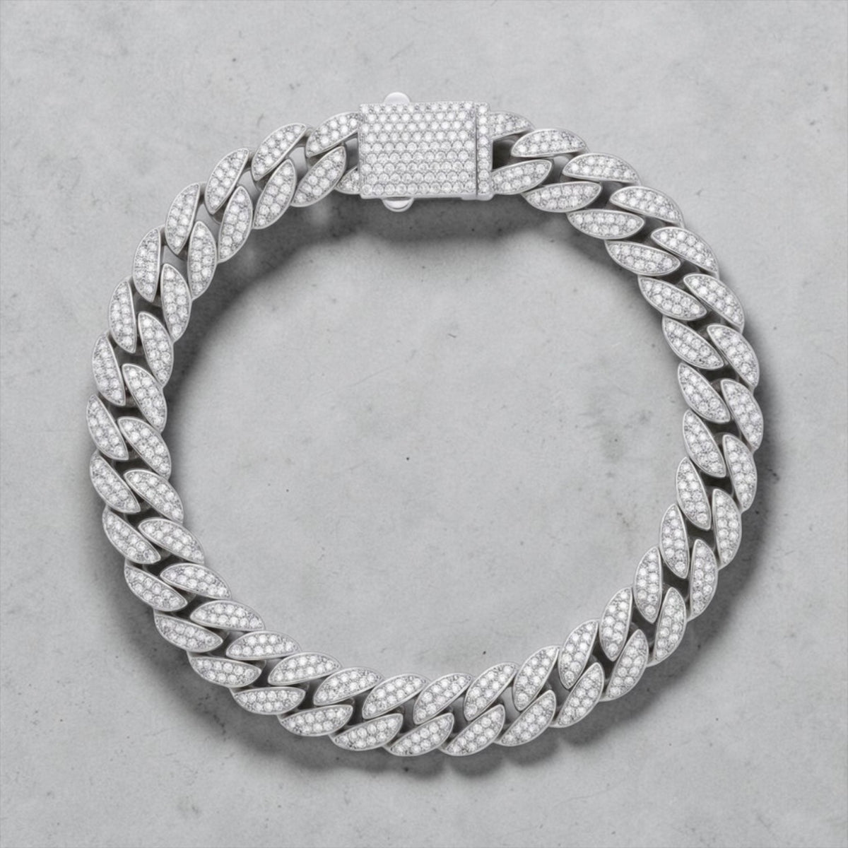 Sterling Silver 10mm Heavy Curb Bracelet 3.80cttw Moissanite