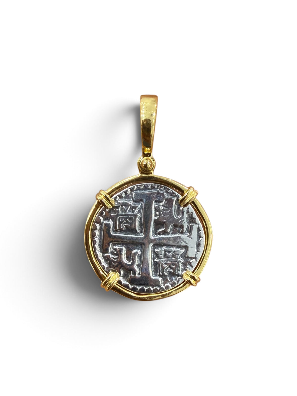 Replica of Atocha Shipwreck Coin Pendant 925 Sterling Silver Two Tone