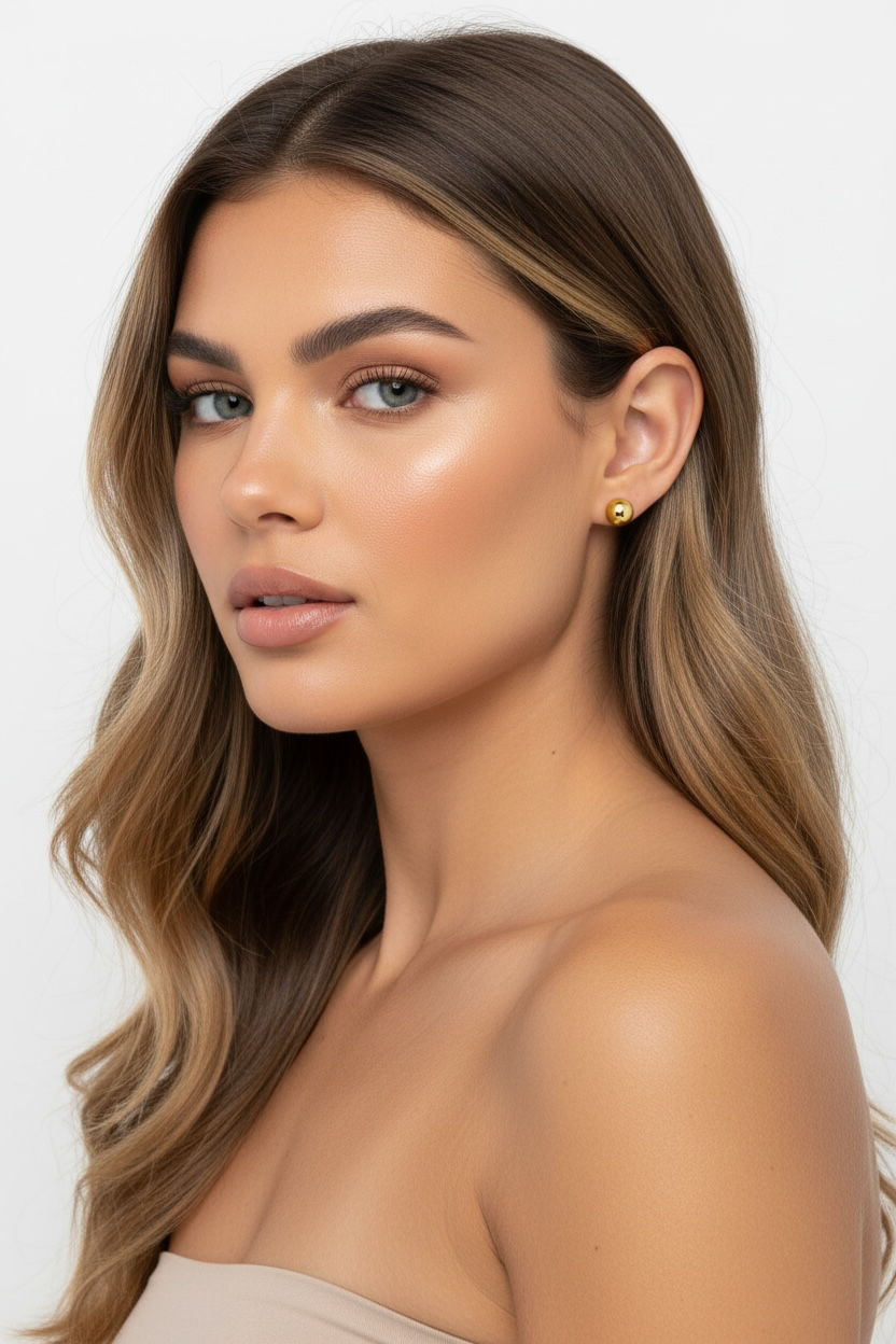 14K Yellow Gold Polished Ball Studs
