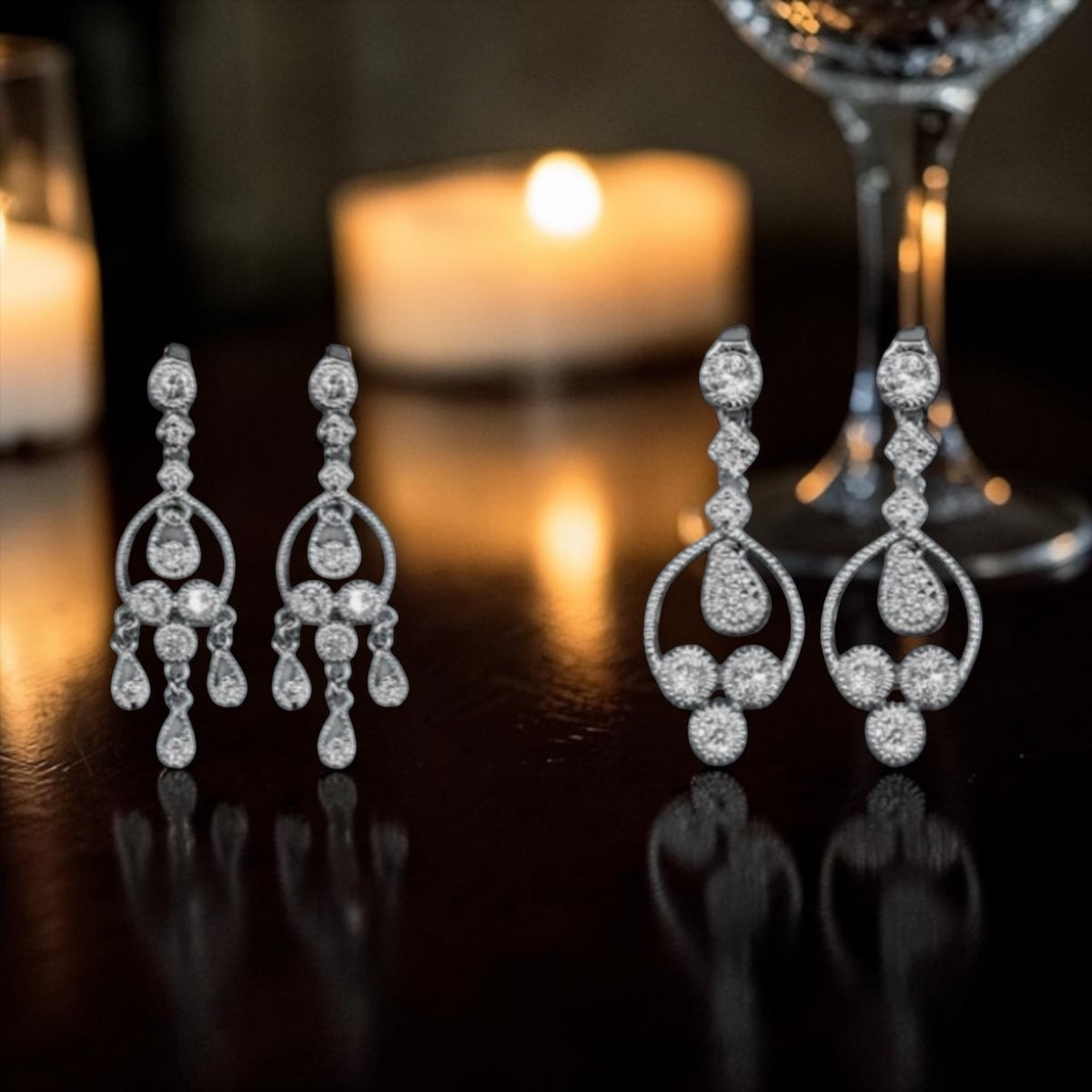 925 sterling silver DATE NIGHT earrings in simulated diamonds