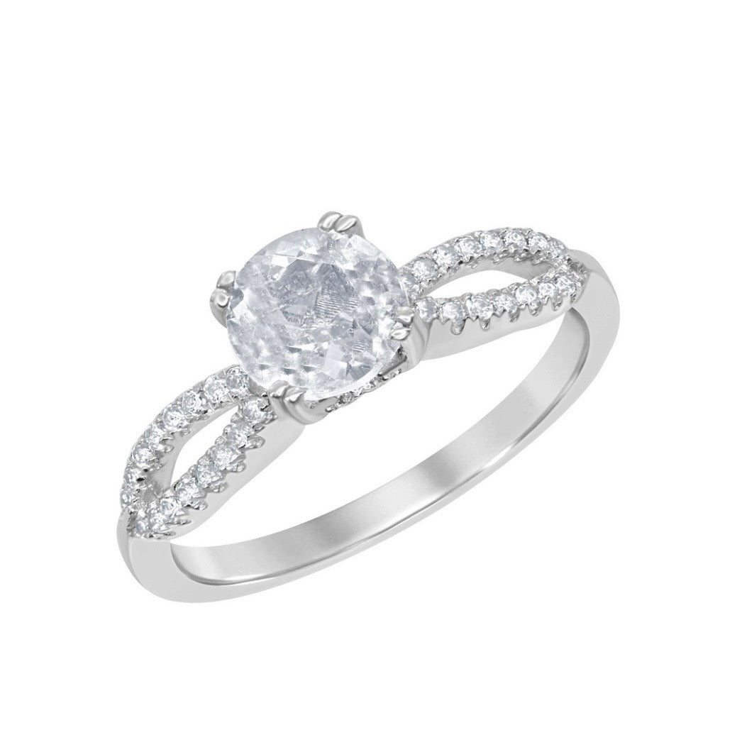 Sterling Silver 1.8 cttw White Topaz Wedding and Engagment Bridal Ring