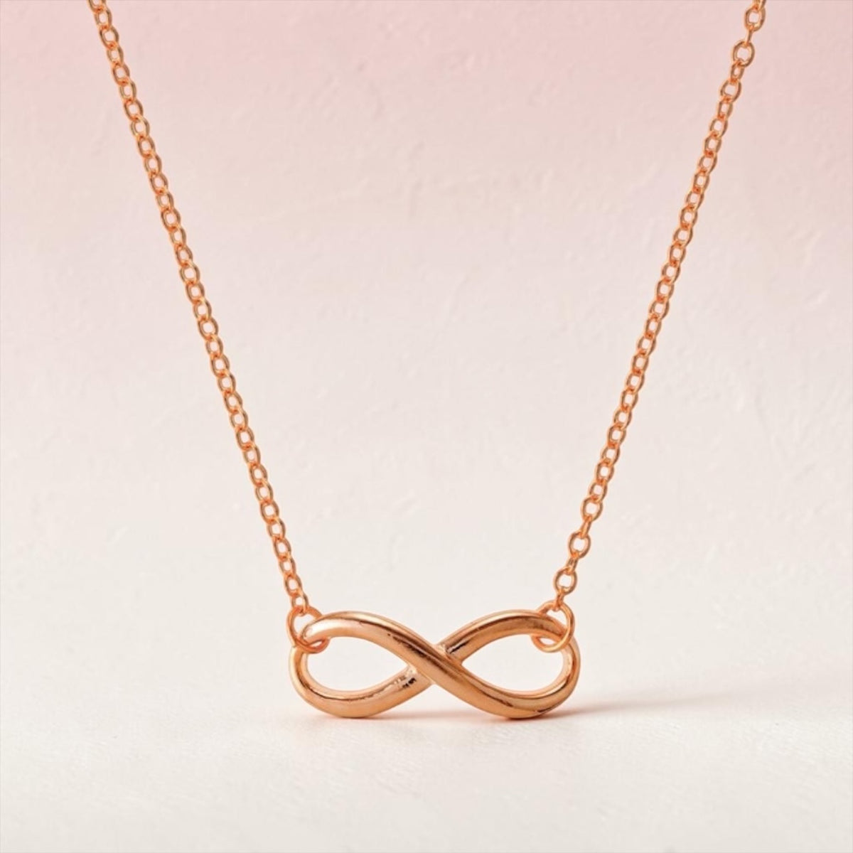 Sterling Silver, Infinity Necklace - Rose Gold