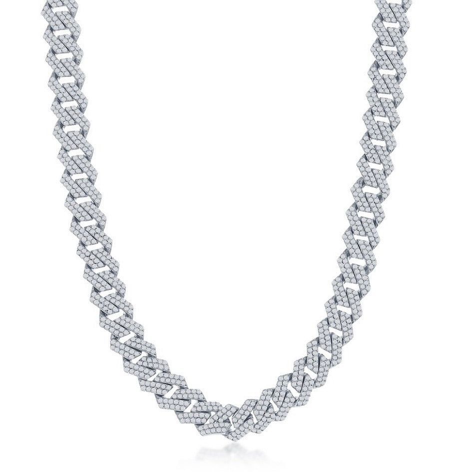 Sterling Silver, 8mm Monaco, 13.88cttw Moissanite Necklace