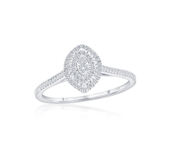 Sterling Silver Natural G-H Diamond Ring for Bridal or Special Occassion