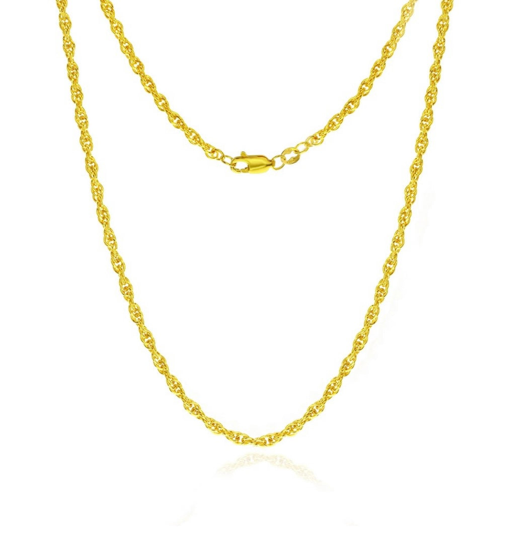 14K Yellow, Gold Filled (14/20 GF) 3mm Rope Chain