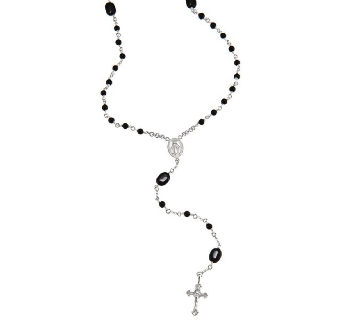 Sterling Silver Onyx Beads Rosary
