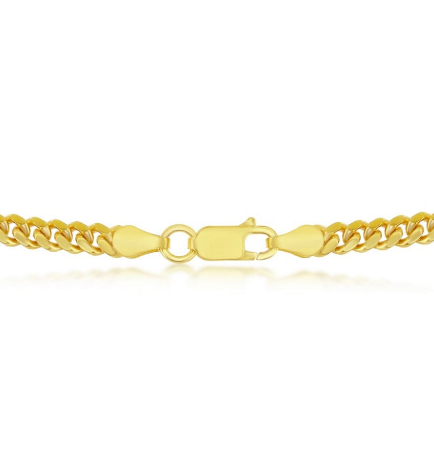 Sterling Silver 4mm Solid Miami Cuban Men’s Chain - Gold Plated