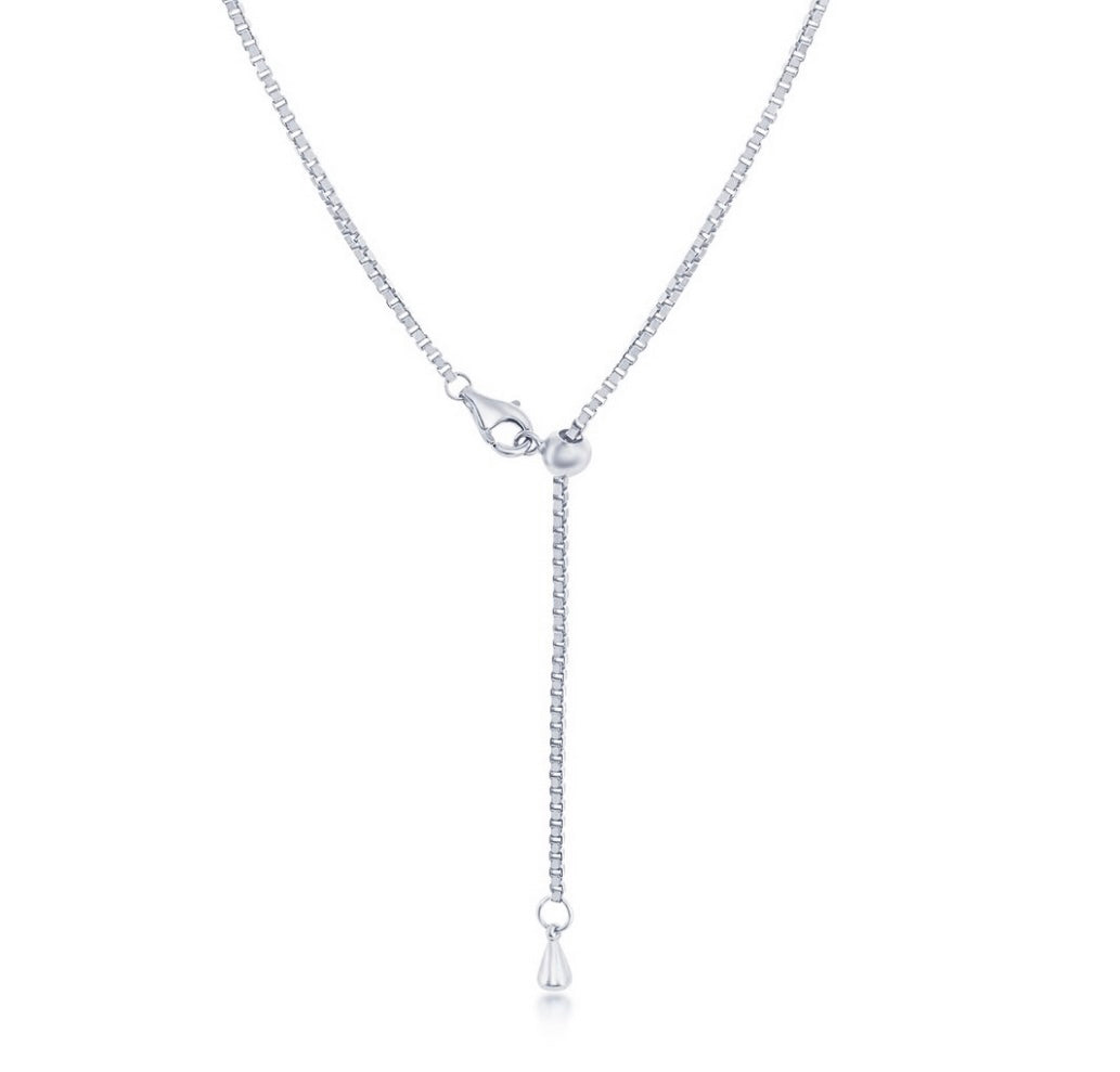 Sterling Silver, 3mm Crystal Tennis Adjustable Necklace - Gold Plated