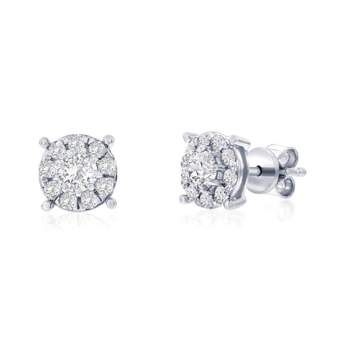Sterling Silver, 0.78cttw Lab-Grown Diamond, 7mm Studs - (20 Stones)