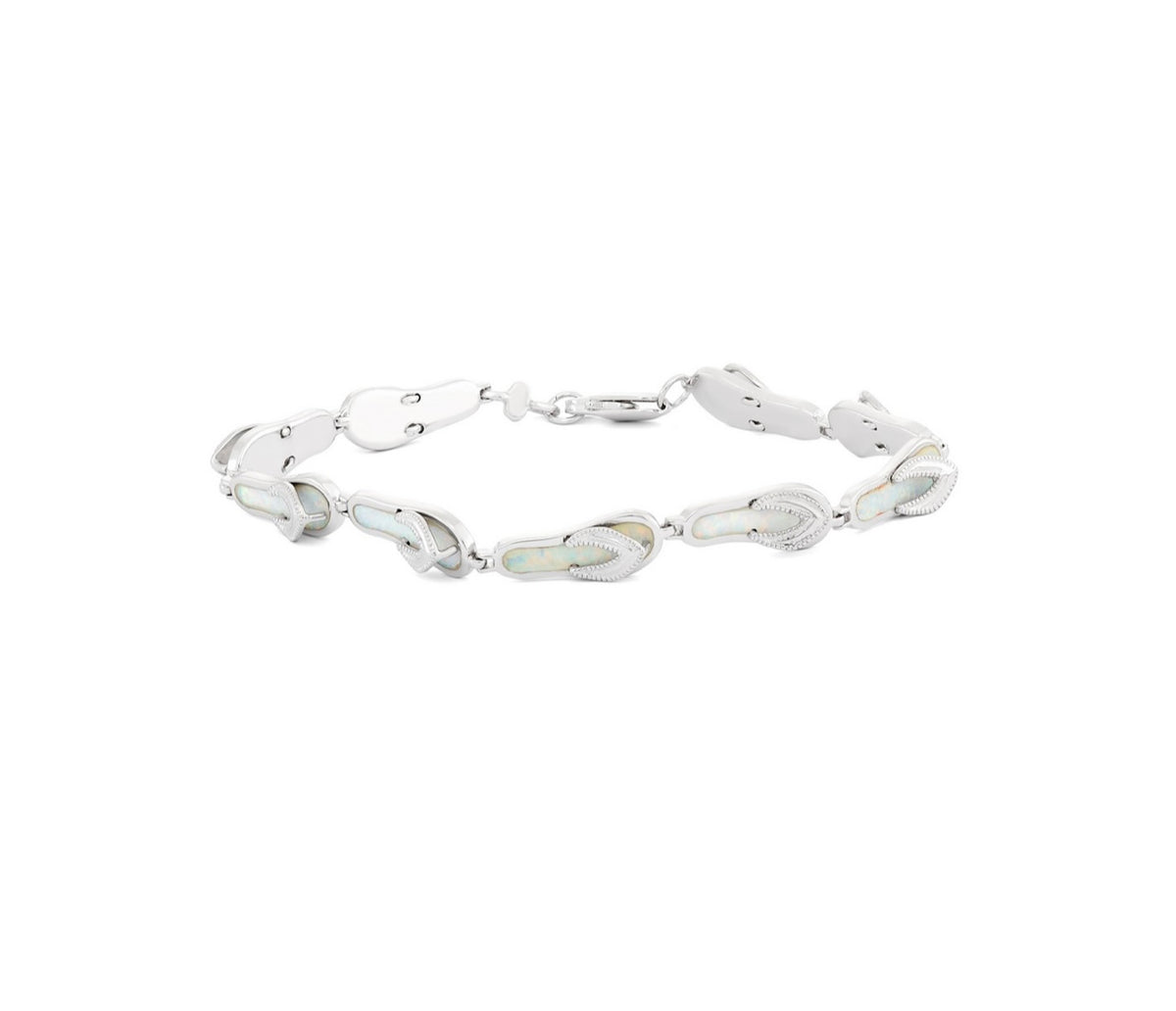 Sterling Silver Opal Flip Flop Bracelet