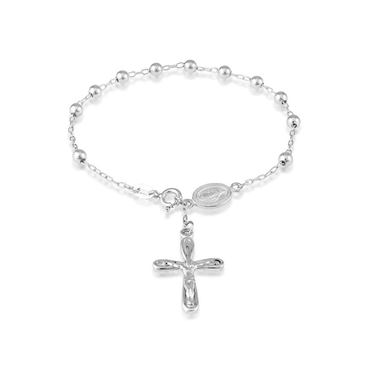 Sterling Silver Beaded Rosary Bracelet