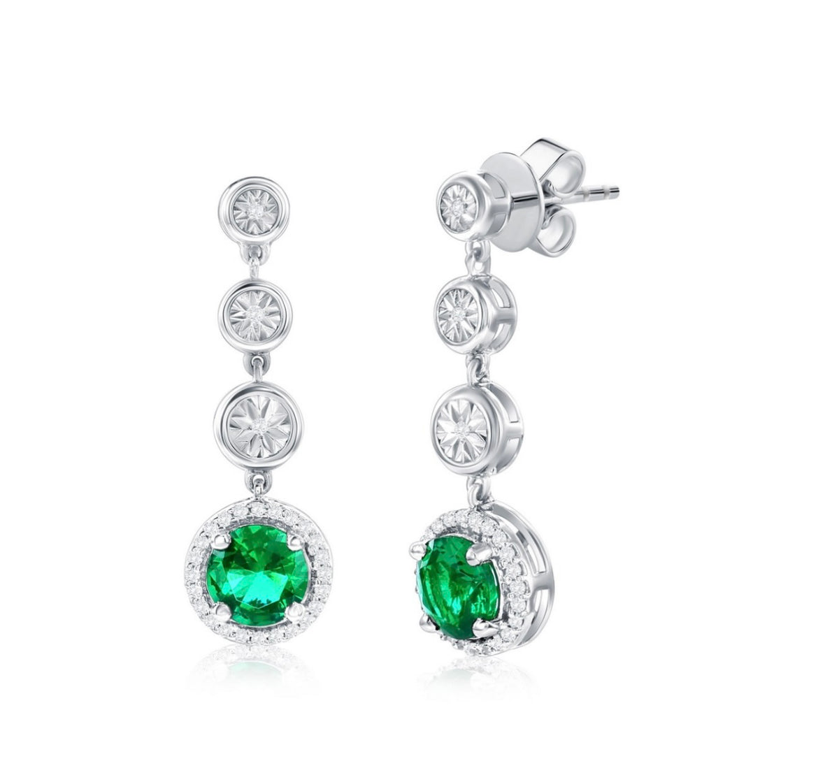Sterling Silver, Lab-Grown gem and Natural Diamond Earrings
