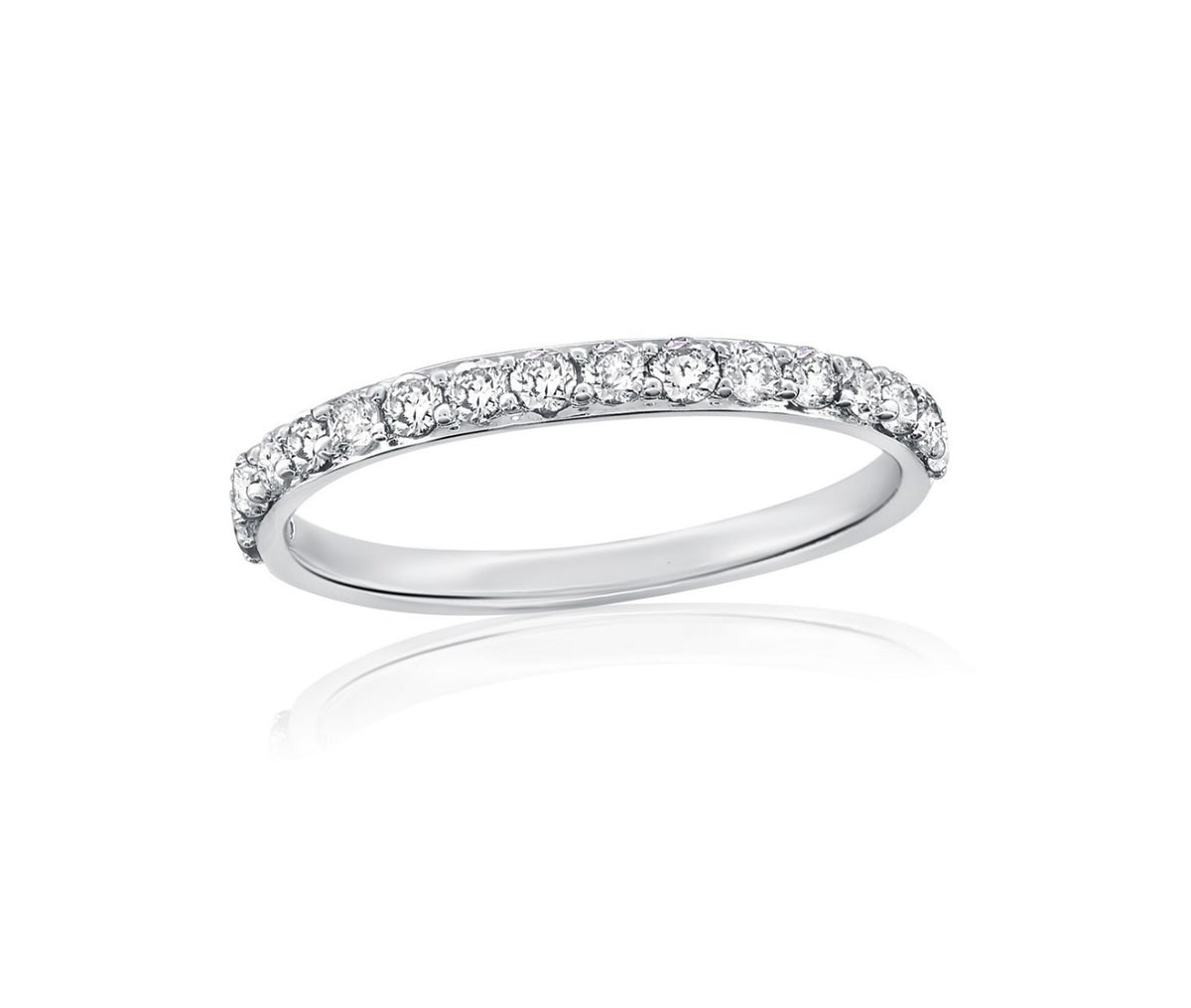Sterling Silver, Lab-Grown 0.27ct Diamond Half-Eternity Ring - (11 Stones)