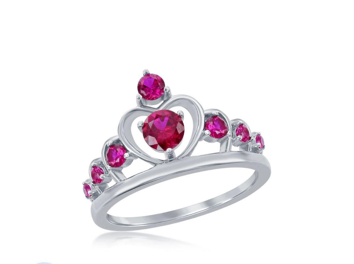 Sterling Silver Crown Ring - Blue Spinel