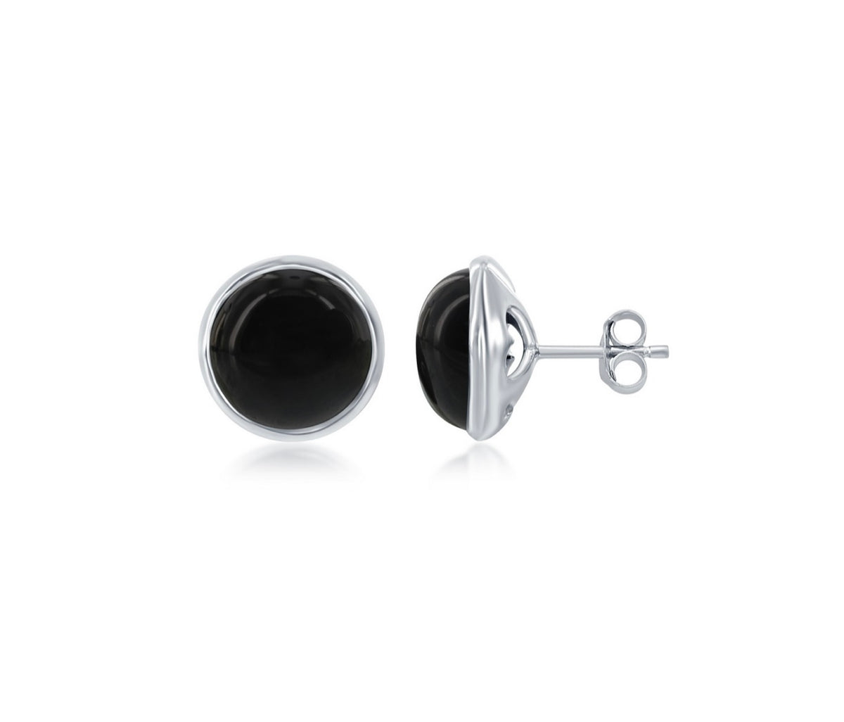 Sterling Silver, Natural Stone Necklace - Black Onyx