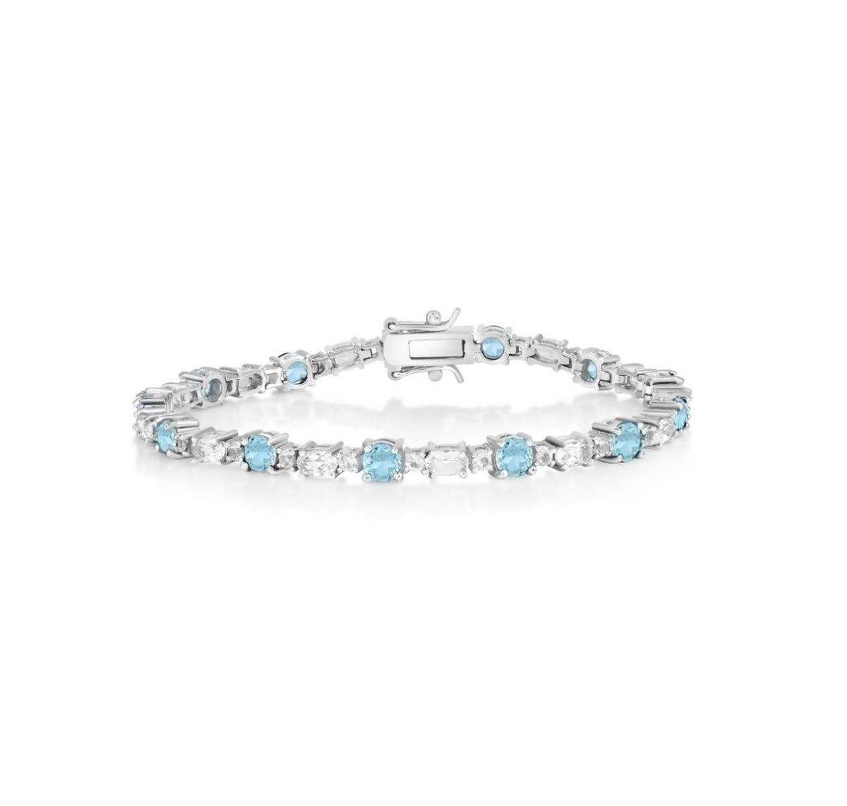 Sterling Silver Round and Oval Gem Bracelet