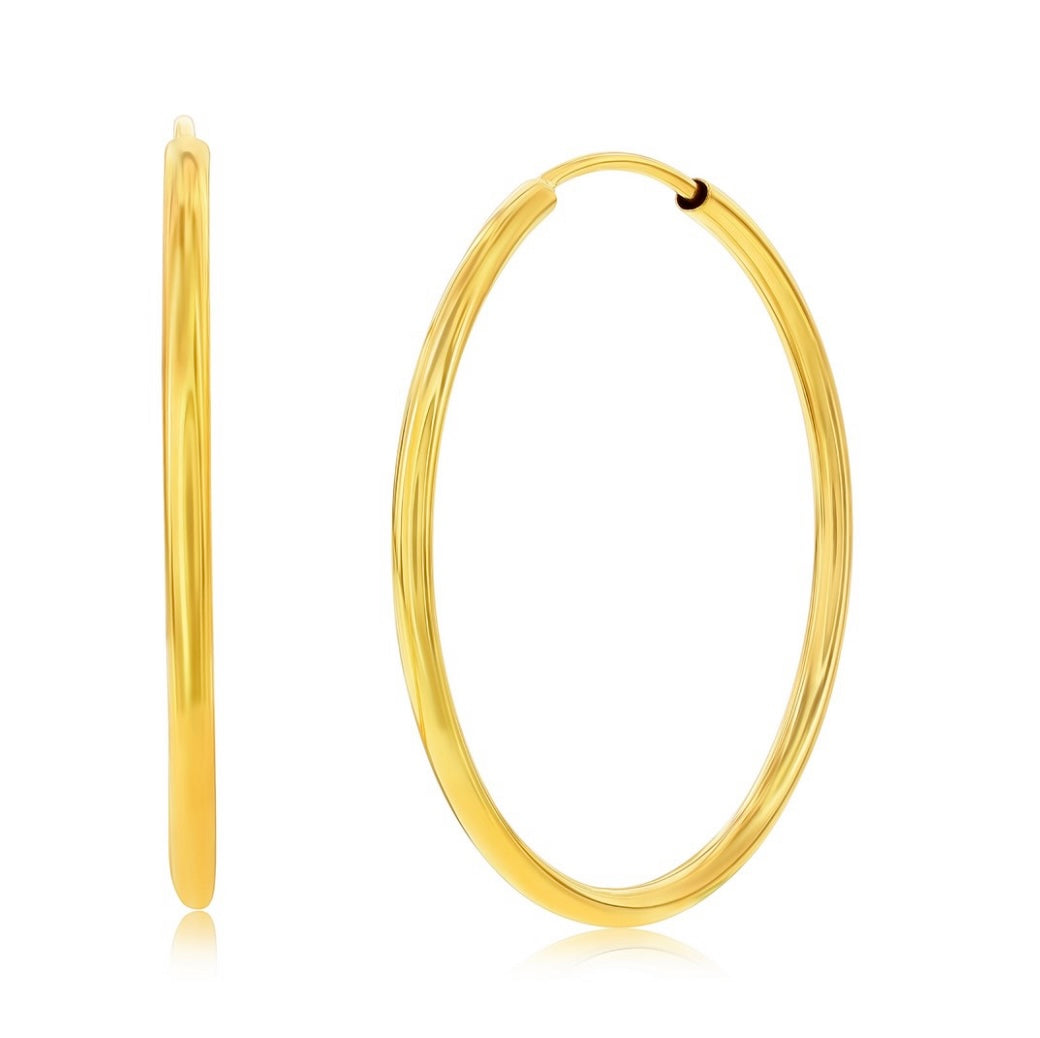 14K Real Yellow Gold, 28mm Hoop Earrings