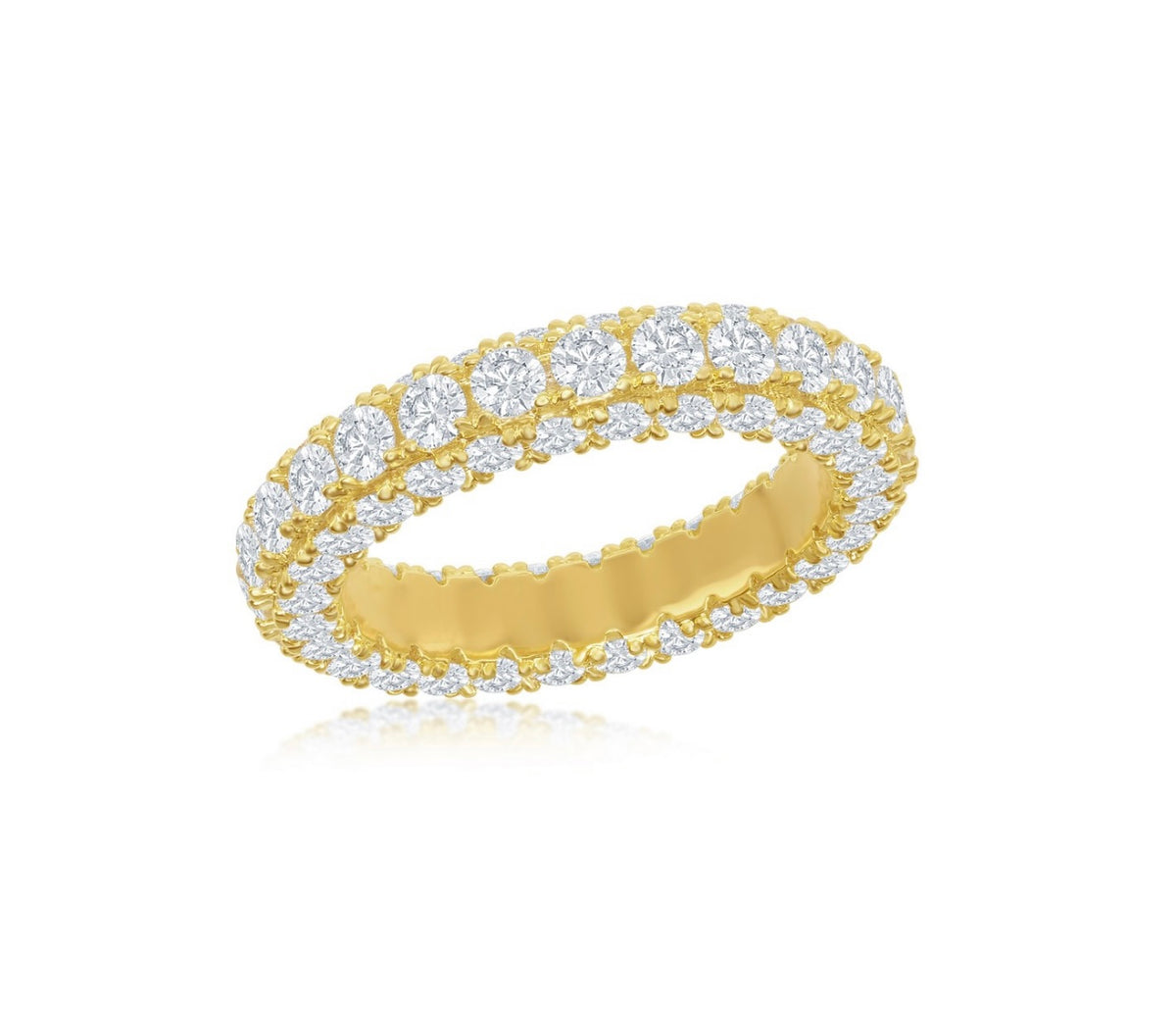 Sterling Silver, All around, Triple Row Crystalline Eternity Band